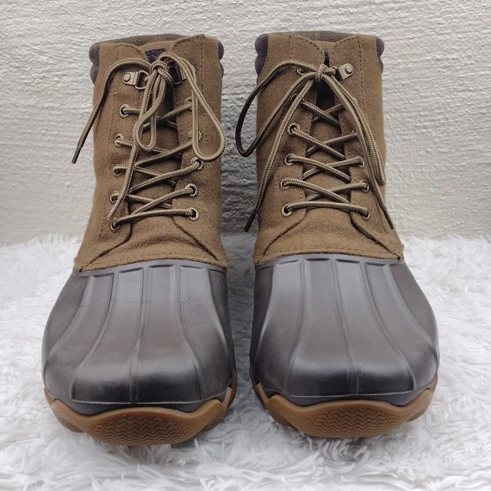 Sperry Top-Siders Avenue Olive Green Wool Blend Rubber Upper Lace Up Duck Boot